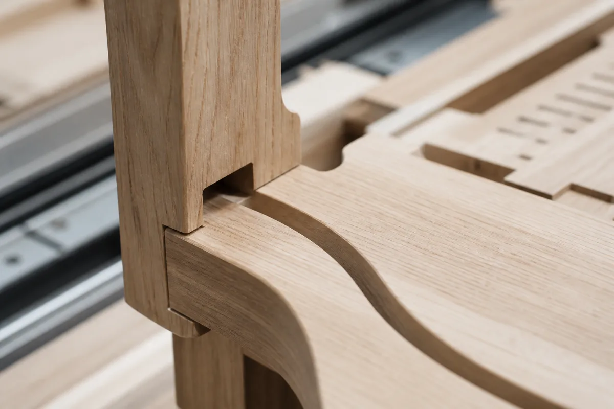 Illustrative CNC-Bearbeitung eines Möbelbauteils
