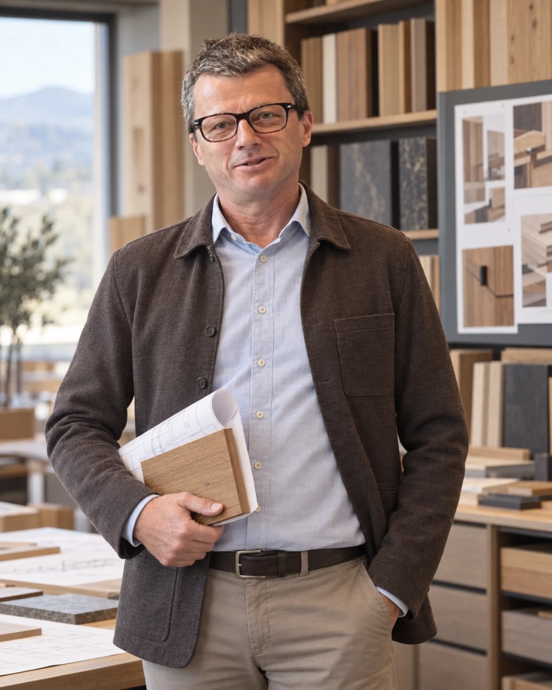 Martin Honeder im Planungsstudio der Tischlerei